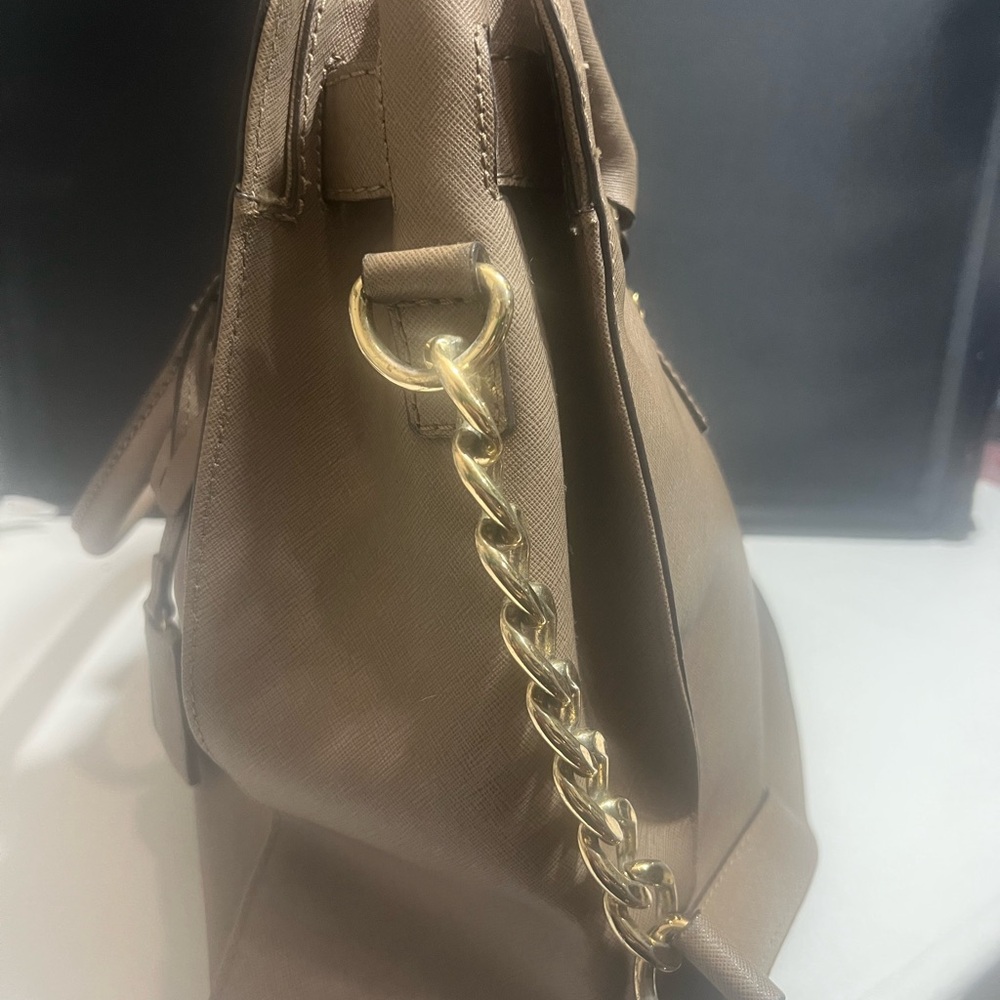 Michael Kors Taupe Saffiano Satchel with Gold Accent - Picture 2 of 5